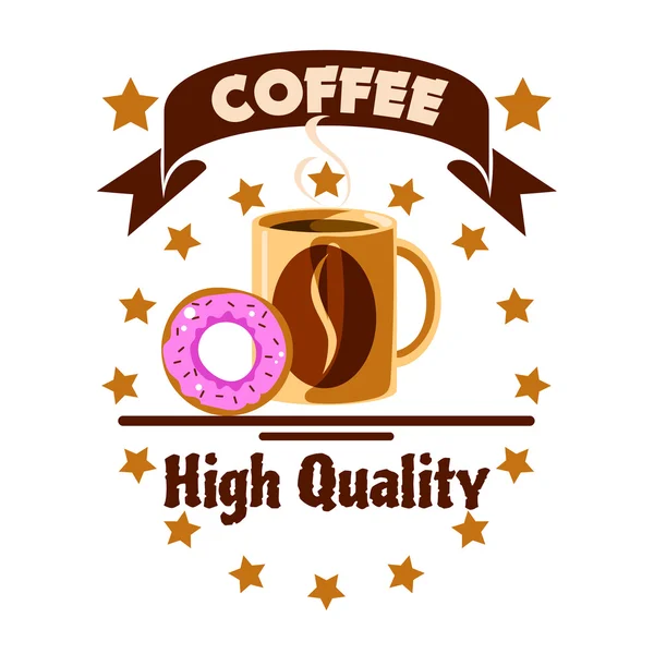 Cafe menu icon. Coffee cup and donut — Stock Vector