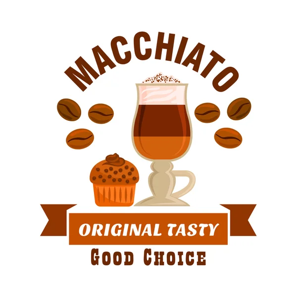 Macchiato original savoureux icône de café. Emblème Café — Image vectorielle