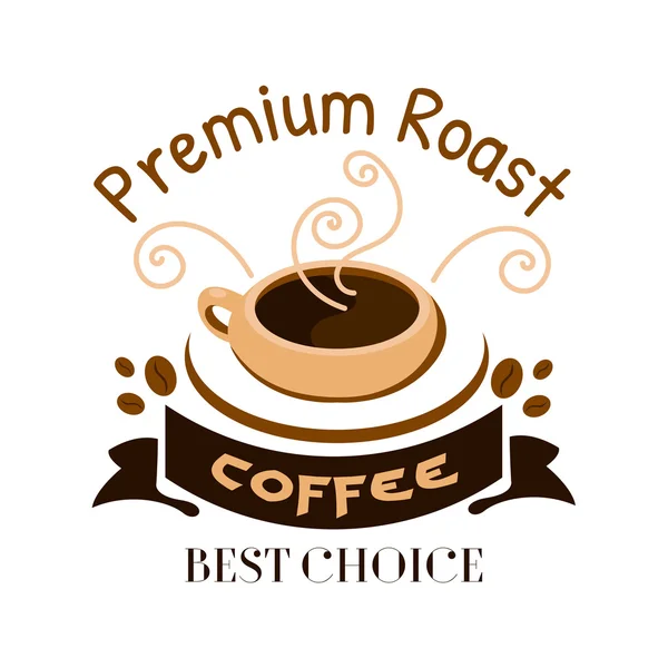 Premiumikonen roast coffe. Cafe emblem — Stock vektor