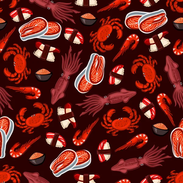 Seafood seamless pattern wallpaper background. — Stock Vector