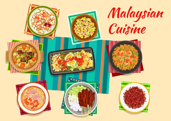 Cozinha malaia ícone jantar tradicional — Vetor de Stock
