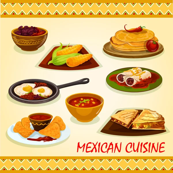Ikon masakan pedas Meksiko - Stok Vektor