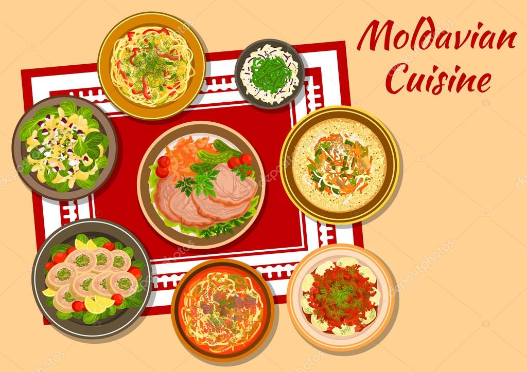 Moldavian cuisine tasty dinner icon Stock Vector Image by ©Seamartini