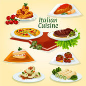 Картина, постер, плакат, фотообои "italian cuisine dinner icon with popular dishes", артикул 122674996