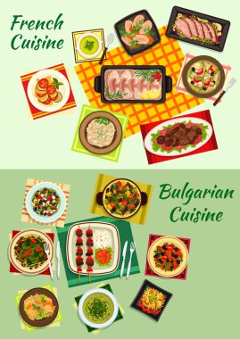Fransız ve Bulgar mutfağı akşam yemeği yemekleri simgesi