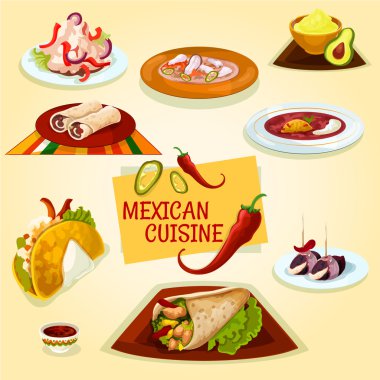 Meksika mutfağı taco, burrito ve tortilla simgesi