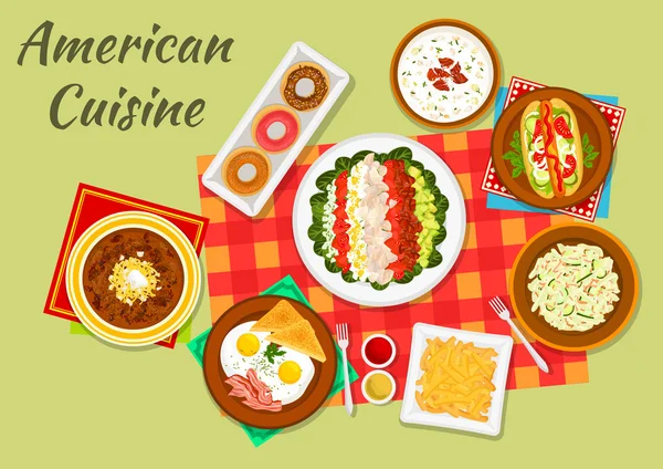 Typical dishes of american cuisine dinner icon — Stock Vector