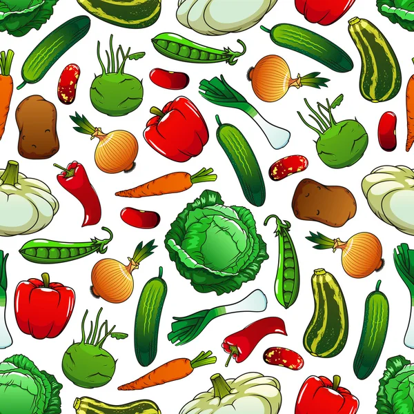 Seamless pattern of fresh vegetables — Stock Vector