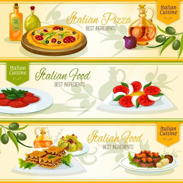 Banderas de cocina italiana para el diseño del restaurante — Vector de stock