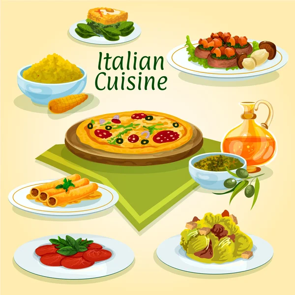 Cozinha italiana pratos nacionais para design de menu — Vetor de Stock
