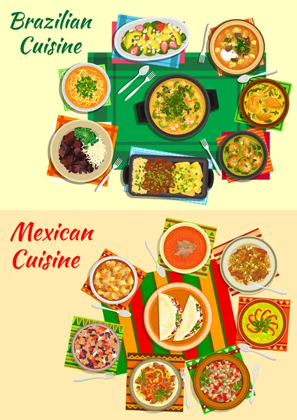 Mexican and brazilian cuisine dinners icon — Stock Vector