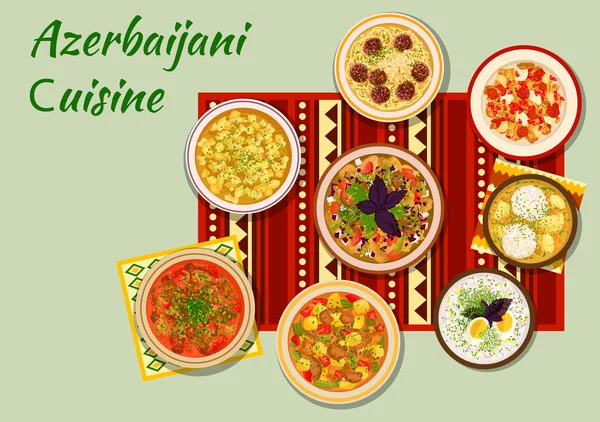 Azerí platos de cocina para la cena icono del menú — Archivo Imágenes Vectoriales