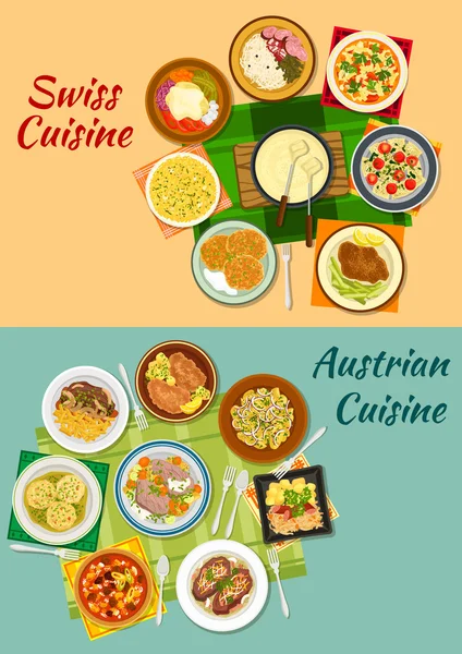 Swiss and austrian cuisine popular dishes icon — Stock Illustration Swiss and austrian cuisine popular dishes icon Royalty Free Stock Vectors