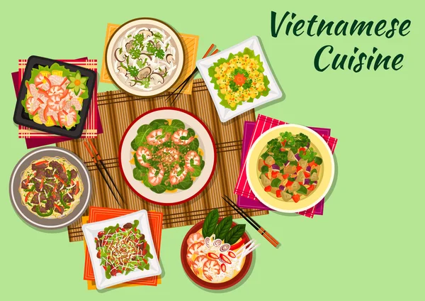 ベトナム料理オリエンタル料理アイコン — ストックベクタ