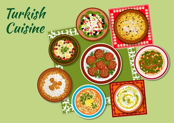 土耳其美食图标的夏季菜肴 — 图库矢量图片