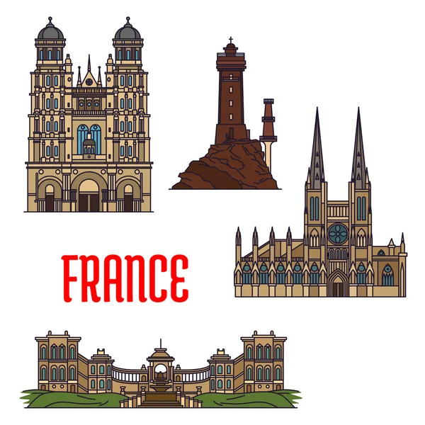 Franska resor landmärken ikon, tunn linjestil — Stock vektor