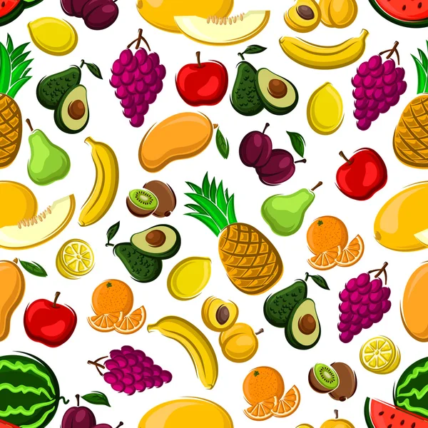 Seamless pattern of healthy fresh fruits — Stock Vector