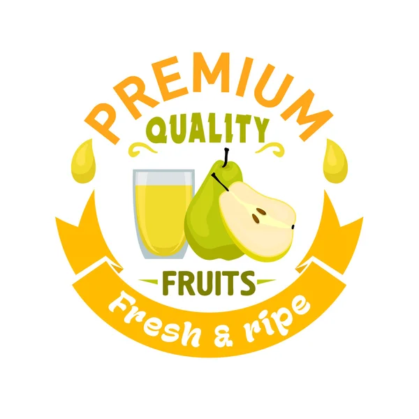 Fruta de pera con símbolo de jugo para el diseño de alimentos — Vector de stock