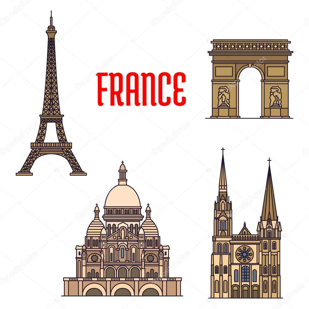 Architectural travel landmarks of France icon