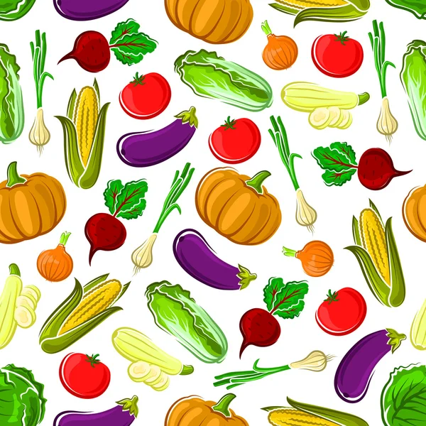 熟した健康的な有機野菜シームレスなパターン — ストックベクタ