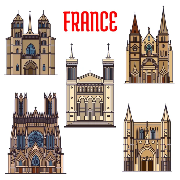 Ταξίδια μνημεία γαλλικής γοτθικής αρχιτεκτονικής — Διανυσματικό Αρχείο