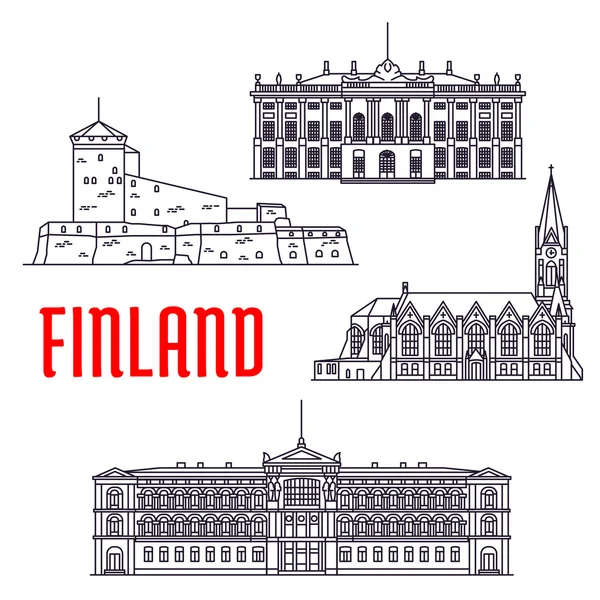 Atrakcje turystyczne Finlandii i Danii ikona — Wektor stockowy