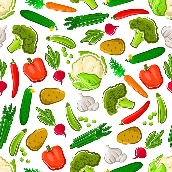 Patrón de verduras sin costura para el diseño de la agricultura — Vector de stock