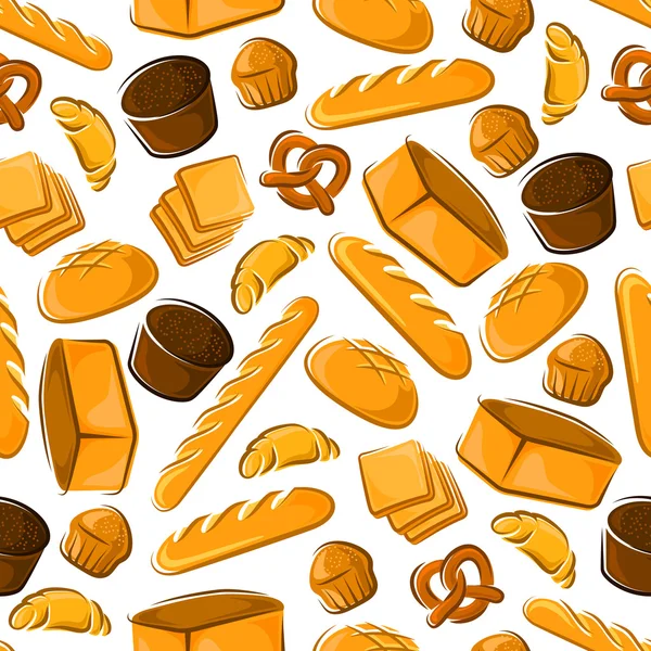 Modèle de boulangerie sans couture avec pain et petits pains — Image vectorielle
