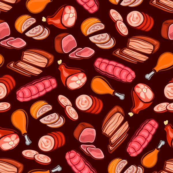 Saucisses et produits de viande motif sans couture — Image vectorielle