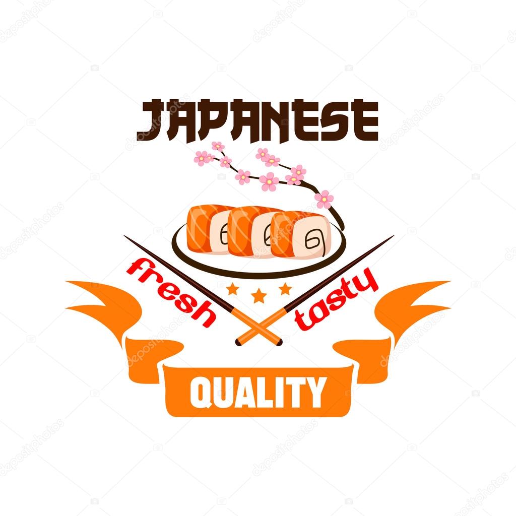 Japanese Restaurant Icon Sushi Chposticks Stock Vector