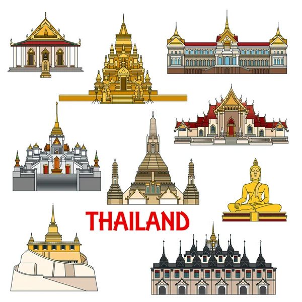 Historische Gebäude und Sehenswürdigkeiten Thailands — Stockvektor