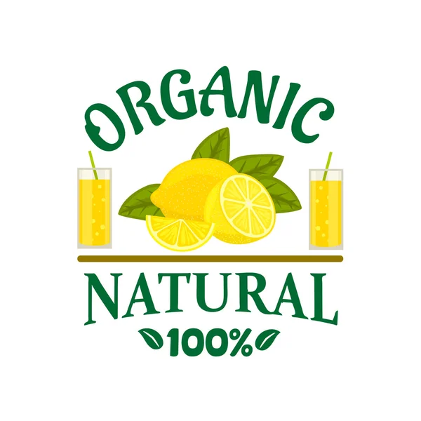 Natural organic lemon fruit poster — Stock Vector