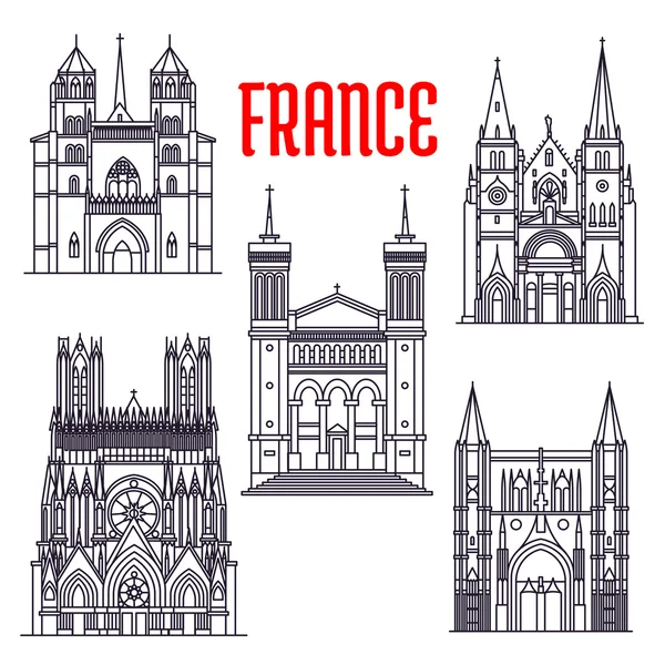 Edificios históricos y lugares de interés de Francia — Vector de stock