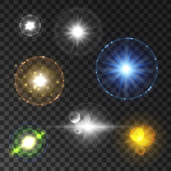 Stralende ster en zon licht met LensFlare effect — Stockvector