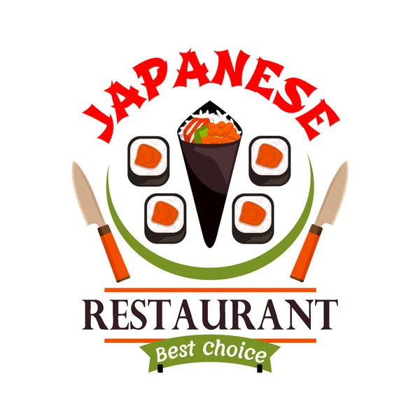 Japanese food restaurant icon. Best Choice label — Stock Vector