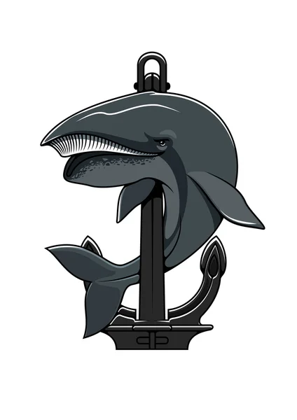 Whale and Anchor heraldic icon — Stock vektor