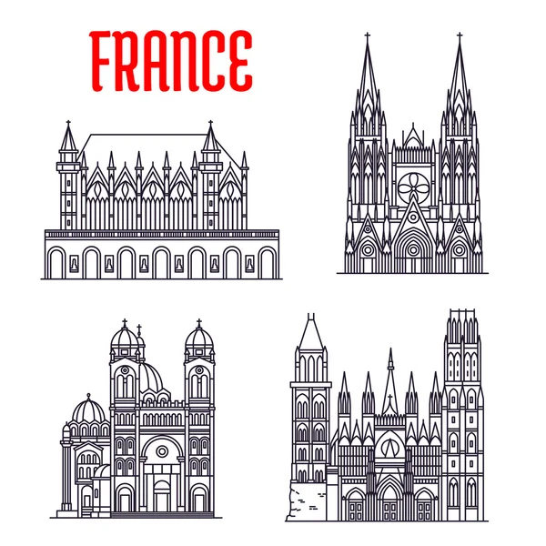 Edificios históricos y lugares de interés de Francia — Archivo Imágenes Vectoriales