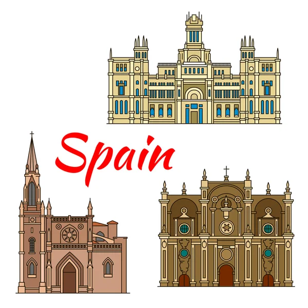 スペインの歴史的建造物と建築 — ストックベクタ