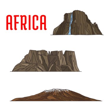 Afrika simgesi, ince çizgi doğal seyahat simgeleri