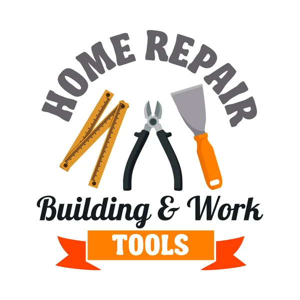 Building tools badge for repair service design — Stock Vector