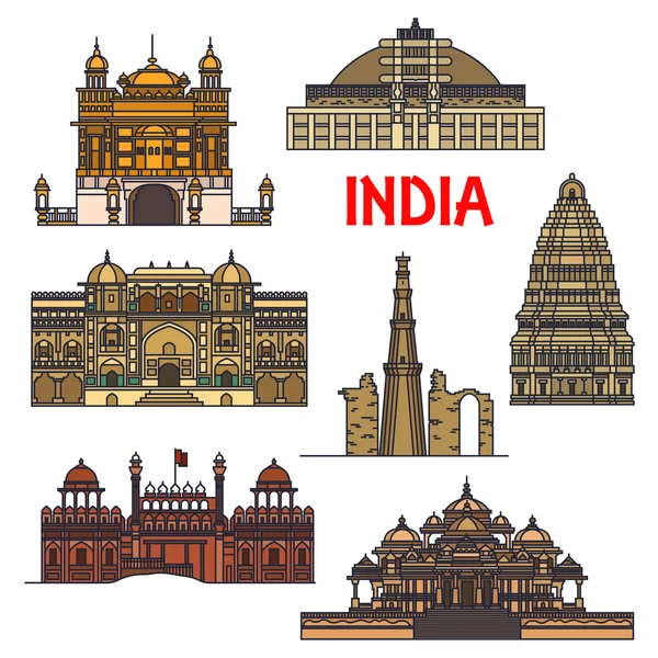Utazási tereptárgyak indiai építészet ikon — Stock Vector