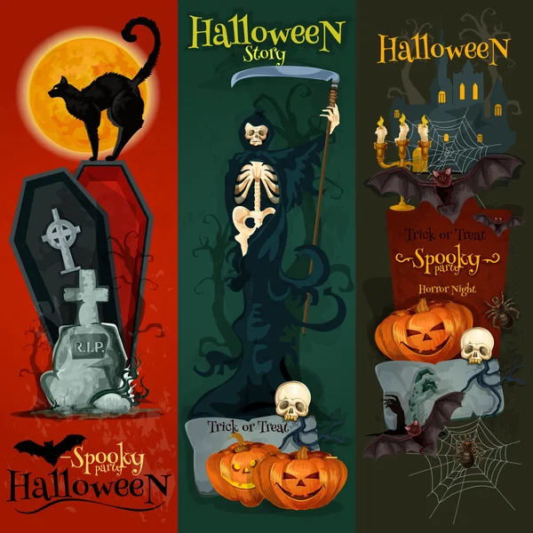 Tarjetas de felicitación decorativas celebración Halloween — Archivo Imágenes Vectoriales