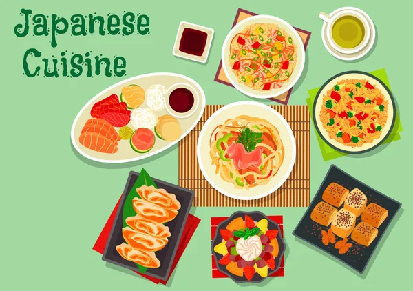 Icono de platos de cocina japonesa para el diseño de menú — Vector de stock