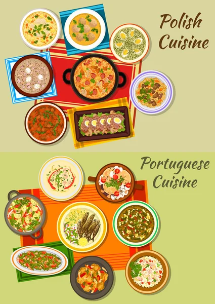 Икона португальской и польской кухни для дизайна продуктов питания — стоковый вектор