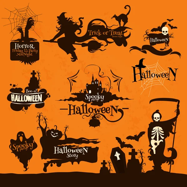 Emblemas de decoración de fiesta de Halloween — Archivo Imágenes Vectoriales