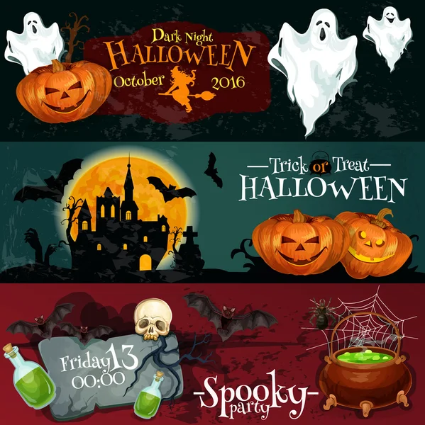 Дизайн вывесок и плакатов на Хэллоуин — стоковый вектор