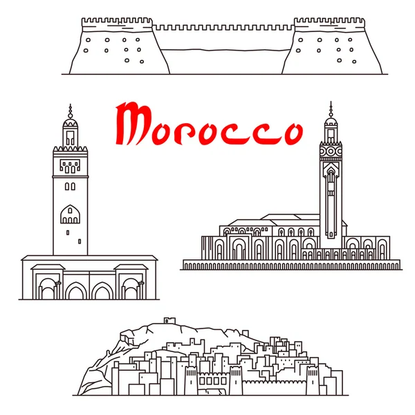 Zabytkowe budynki i zabytki Maroka — Wektor stockowy