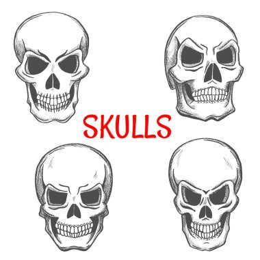 Kafatası ve iskelet craniums simgeler kroki