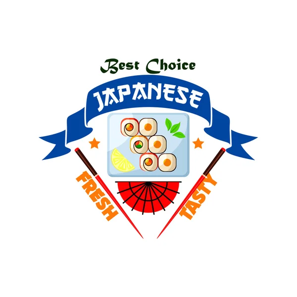 Japanese fresh tasty seafood restaurant icon — Stock Vector