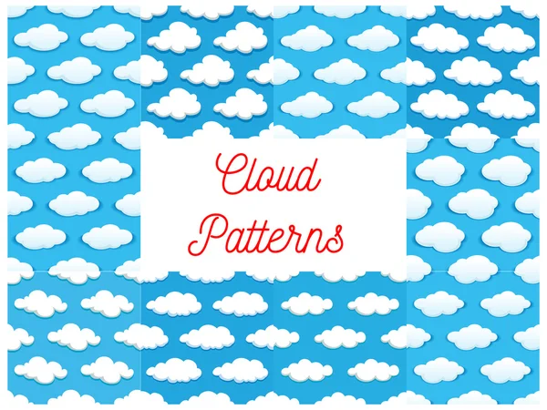 Cartoon cumulus nuvens sem costura padrões — Vetor de Stock